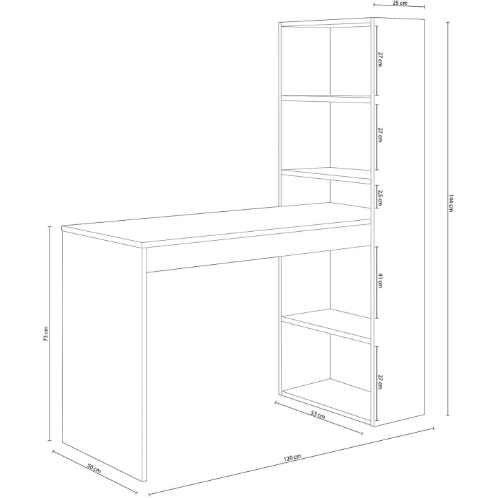 Secretária + prateleira embutida 120 x 144 cm carvalho branco artik-canadiano Secretária + prateleira embutida 120 x 144 cm carvalho branco artik-canadiano