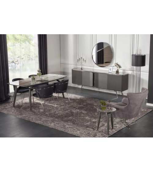 Salle à manger BERLIN anthracite et effet marbre