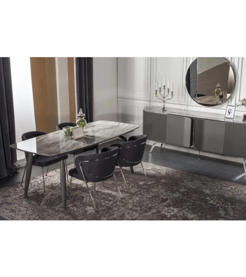 Salle à manger BERLIN anthracite et effet marbre