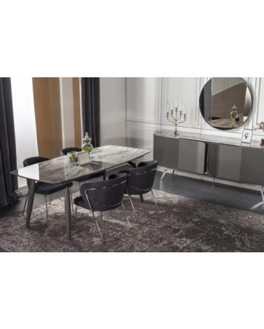 Salle à manger BERLIN anthracite et effet marbre