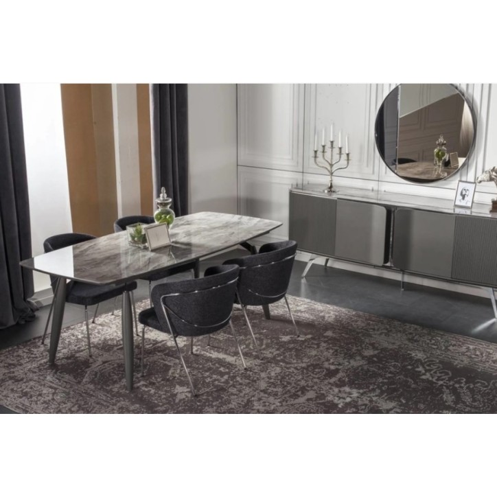 Salle à manger BERLIN anthracite et effet marbre