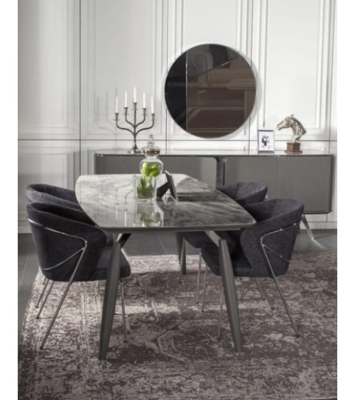 Salle à manger BERLIN anthracite et effet marbre