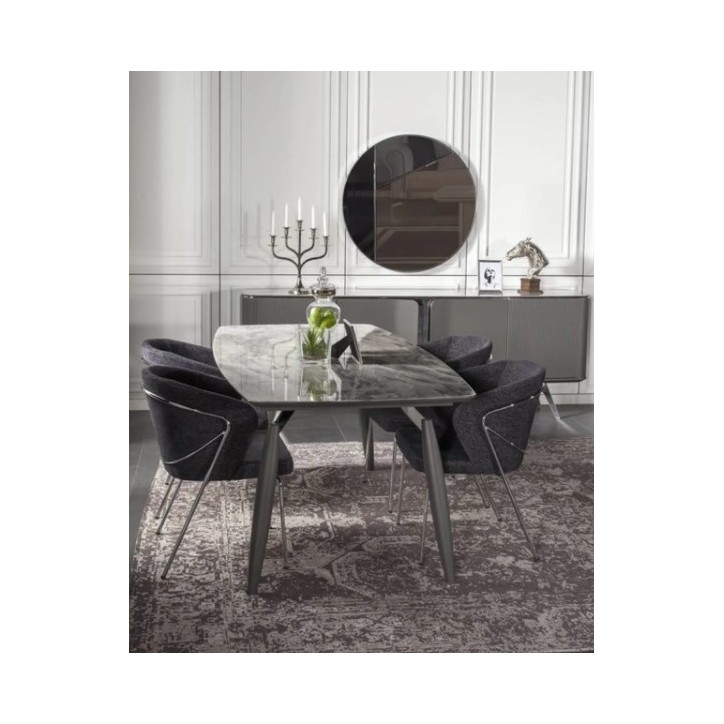 Salle à manger BERLIN anthracite et effet marbre