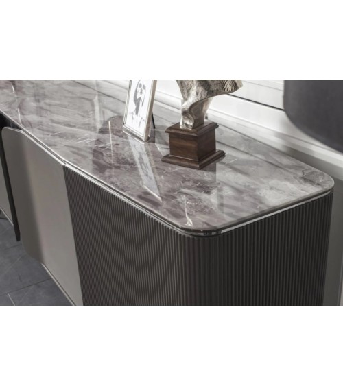 Salle à manger BERLIN anthracite et effet marbre