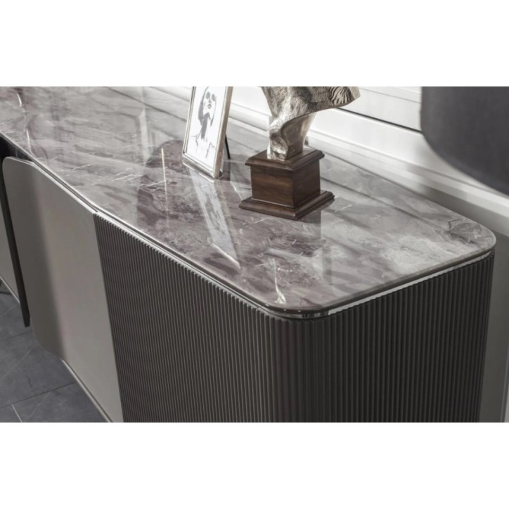 Salle à manger BERLIN anthracite et effet marbre