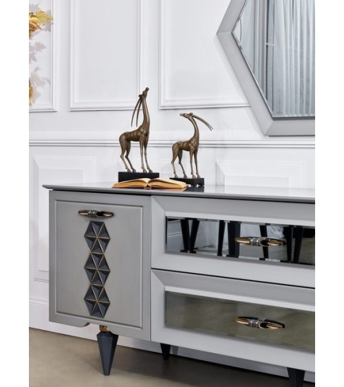 Buffet NEST 2 portes 2 tiroirs 216 cm gris