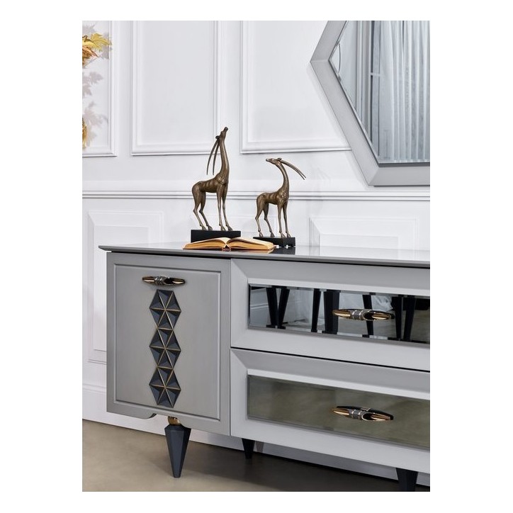 Buffet NEST 2 portes 2 tiroirs 216 cm gris