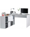Bureau modulable avec rangement - 4 positions de montage possibles, blanc artik-béton