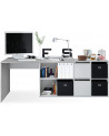 Bureau modulable avec rangement - 4 positions de montage possibles, blanc artik-béton