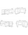 Bureau modulable avec rangement - 4 positions de montage possibles, blanc artik-béton