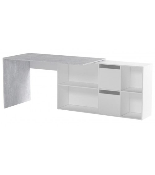 Escritorio modular con almacenaje - 4 posiciones de montaje posibles, blanco artik-cemento