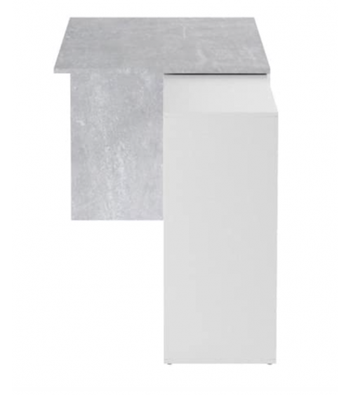 Bureau modulable avec rangement - 4 positions de montage possibles, blanc artik-béton
