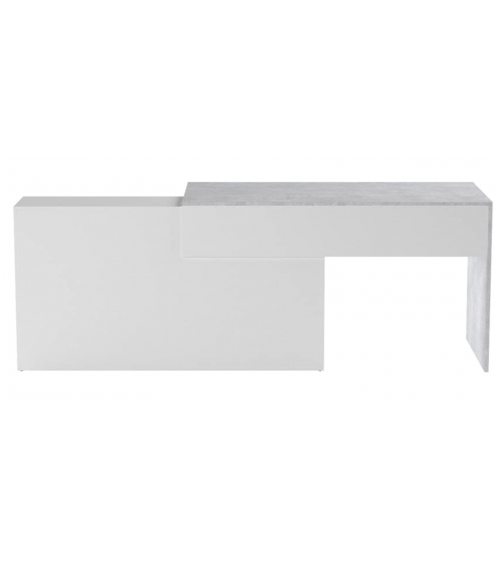 Scrivania modulare con contenitore - 4 posizioni di montaggio possibili, artik-concrete bianco