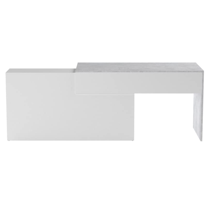 Scrivania modulare con contenitore - 4 posizioni di montaggio possibili, artik-concrete bianco
