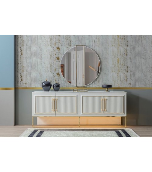 Buffet MINA 4 portes 220 cm blanc