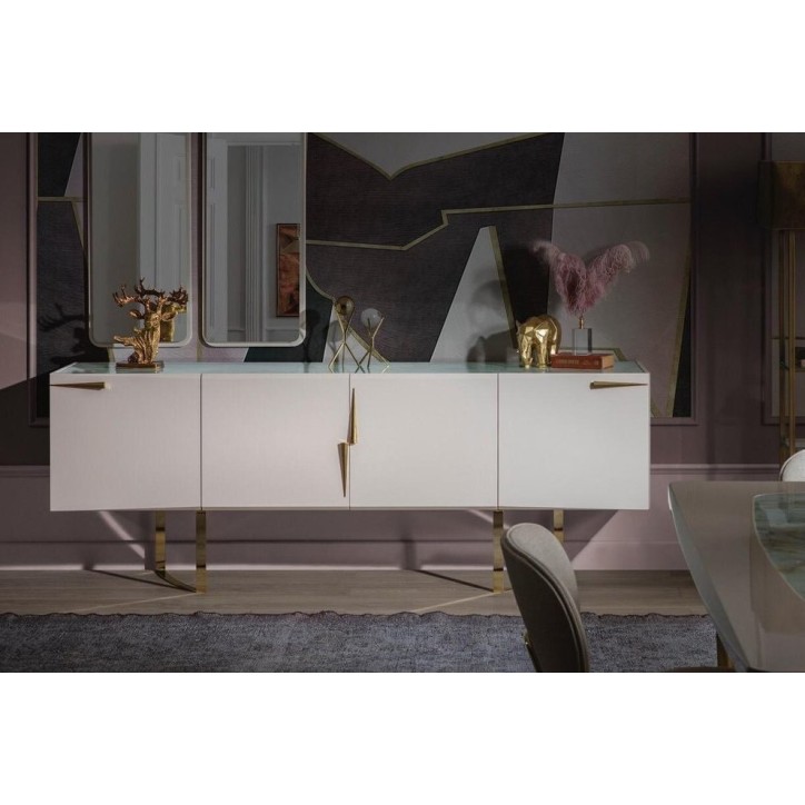 Buffet NETT 4 portes 220 cm blanc