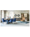 Salle à manger DREAM bois et motifs bleus