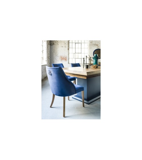 Salle à manger DREAM bois et motifs bleus