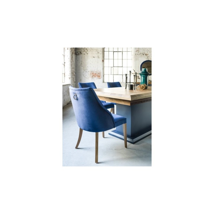 Salle à manger DREAM bois et motifs bleus