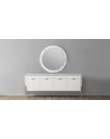 Buffet PARS 4 portes + miroir 210 cm blanc