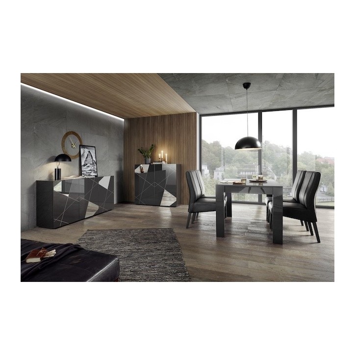 Salle à manger VITTORIA gris anthracite laqué