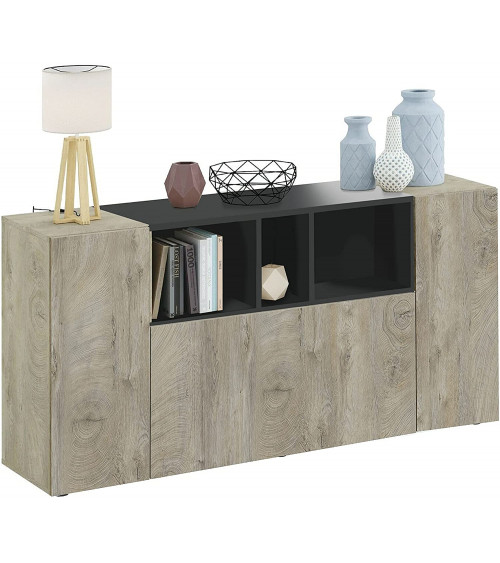Credenza a 3 ante 150 x 41 x 76 cm Rovere Alaska grigio antracite