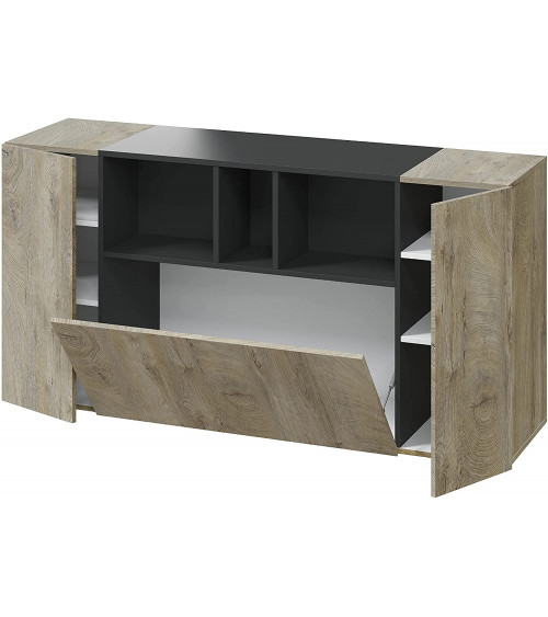 Credenza a 3 ante 150 x 41 x 76 cm Rovere Alaska grigio antracite