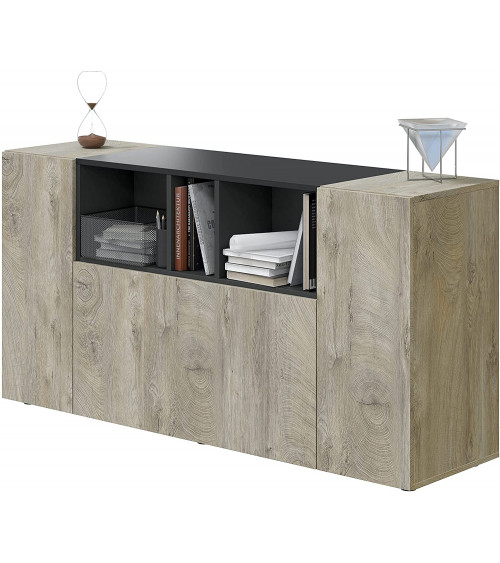 Aparador de 3 puertas 150 x 41 x 76 cm roble Alaska-blanco artik
