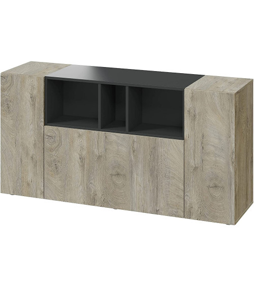 Credenza a 3 ante 150 x 41 x 76 cm Rovere Alaska grigio antracite