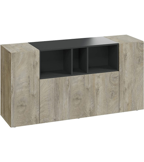 Credenza a 3 ante 150 x 41 x 76 cm Rovere Alaska grigio antracite