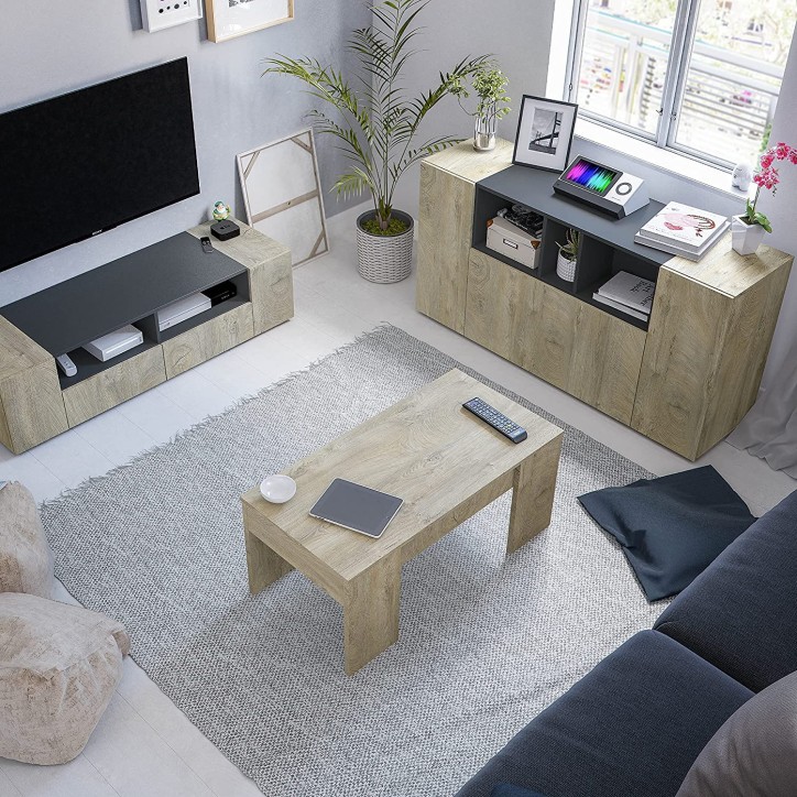Credenza a 3 ante 150 x 41 x 76 cm Rovere Alaska grigio antracite Credenza a 3 ante 150 x 41 x 76 cm Rovere Alaska grigio antracite