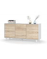 Credenza a 3 ante 154 x 41 x 75 cm - rovere e bianco lucido
