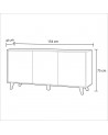 Aparador de 3 puertas 154 x 41 x 75 cm roble canadian-blanco brillo