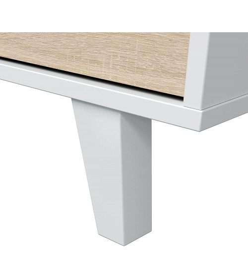 Credenza a 3 ante 154 x 41 x 75 cm rovere canadese bianco lucido