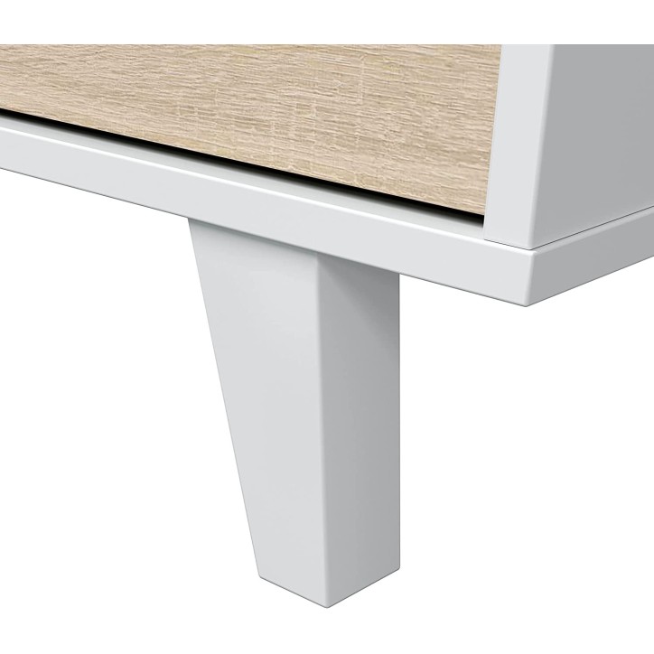 Credenza a 3 ante 154 x 41 x 75 cm - rovere e bianco lucido