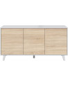 Buffet 3 portes 154 x 41 x 75 cm chêne canadian-blanc brillant