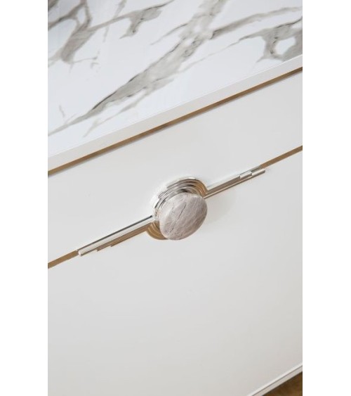 Buffet PARS 4 portes + miroir 210 cm blanc