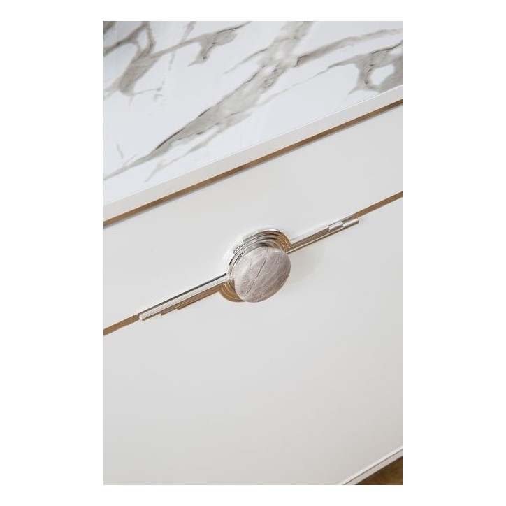 Buffet PARS 4 portes + miroir 210 cm blanc