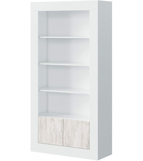 Librería 4 estantes + 2 puertas 94 x 35 x 181 cm blanco artik-blanco pulido