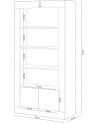 Bibliothèque 4 étagères + 2 portes 94 x 35 x 181 cm blanc artik-blanc poli