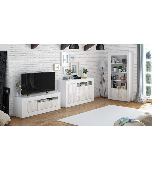 Libreria 4 ripiani + 2 ante 94 x 35 x 181 cm artik bianco-lucido