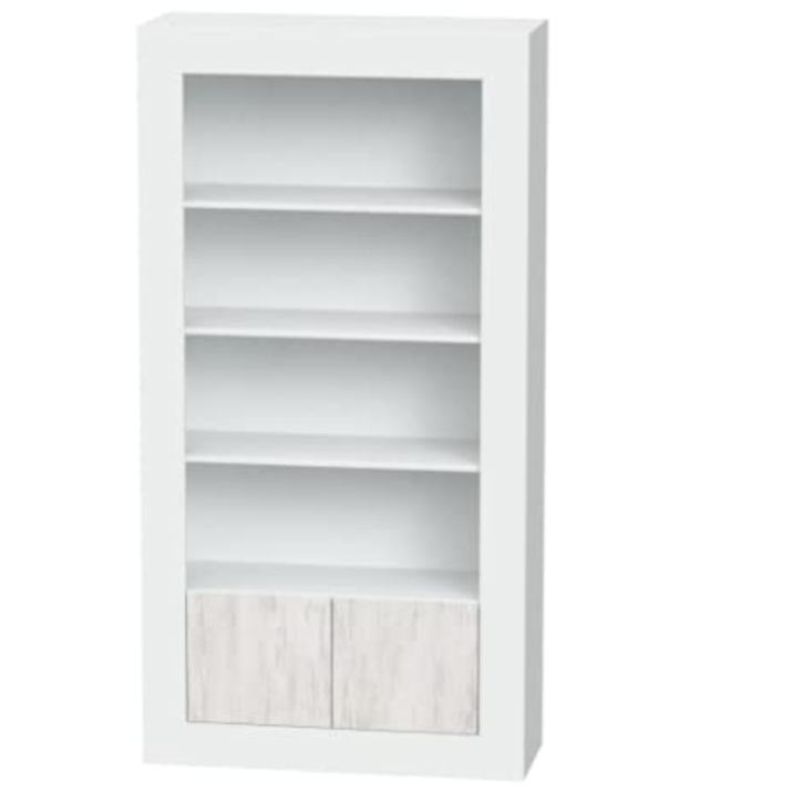Bibliothèque 4 étagères + 2 portes 94 x 35 x 181 cm blanc artik-blanc poli