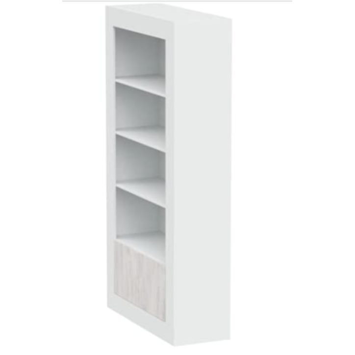 Bibliothèque 4 étagères + 2 portes 94 x 35 x 181 cm blanc artik-blanc poli