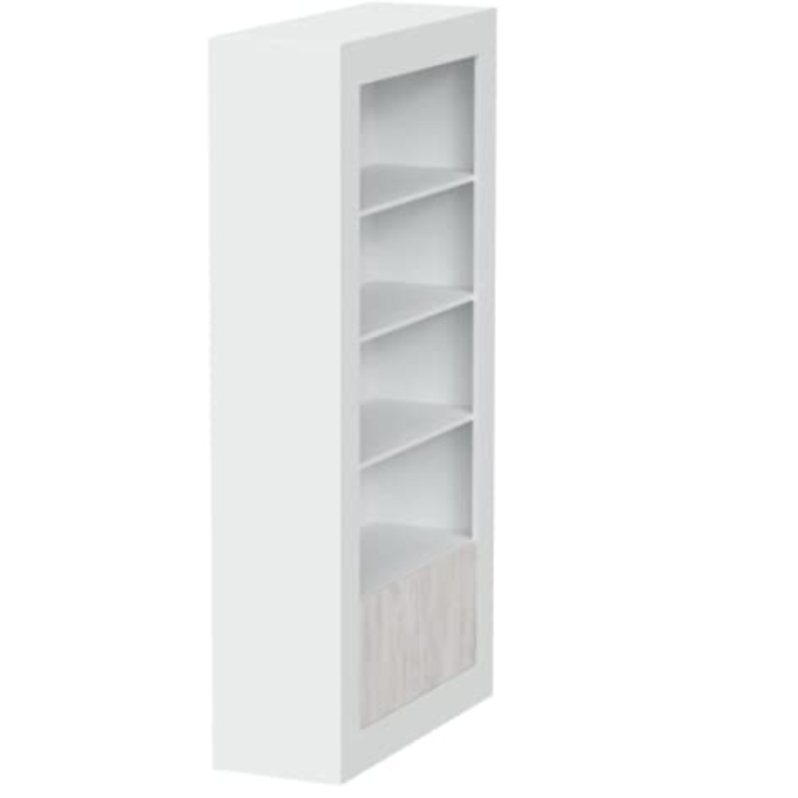 Bibliothèque 4 étagères + 2 portes 94 x 35 x 181 cm blanc artik-blanc poli