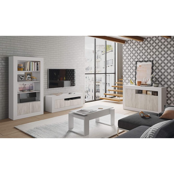 Estante 4 prateleiras + 2 portas 94 x 35 x 181 cm artik branco-branco polido