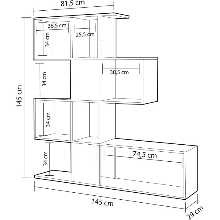 Estante de efeito industrial 145 x 29 x 145 cm branco artik
