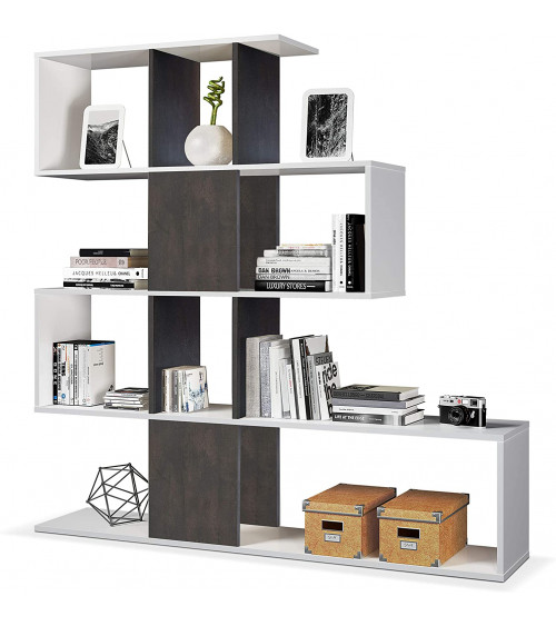 Libreria effetto industriale 145 x 29 x 145 cm bianco artik