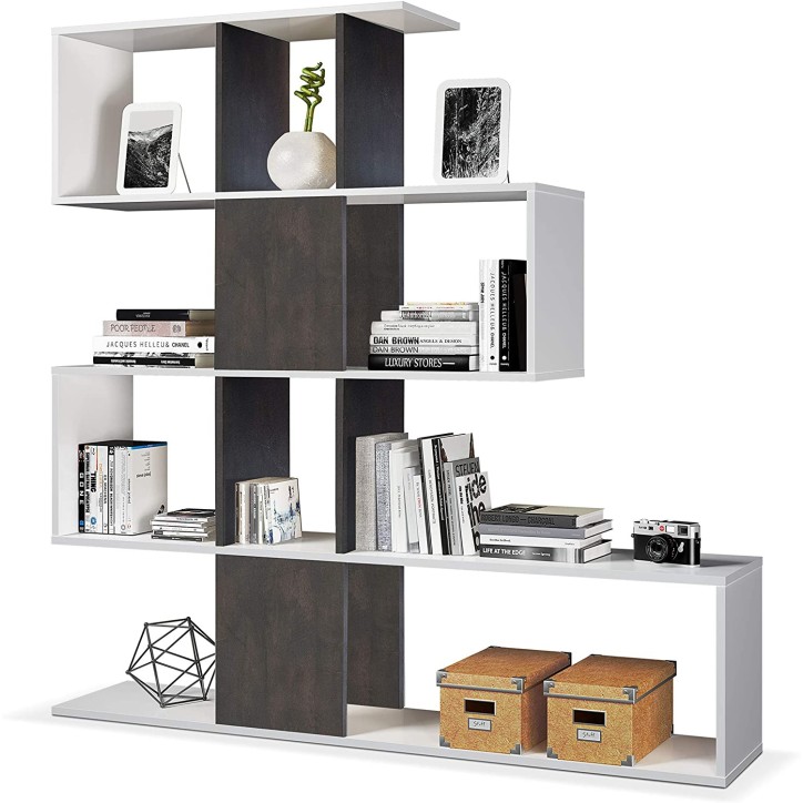 Bibliothèque 145 x 29 x 145 cm blanc artik-effet industriel