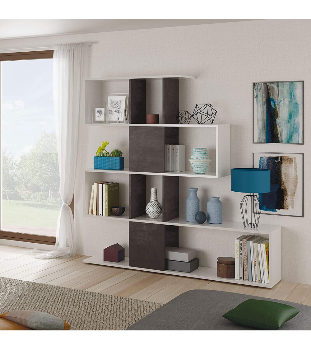 Libreria effetto industriale 145 x 29 x 145 cm bianco artik