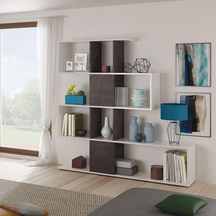 Libreria effetto industriale 145 x 29 x 145 cm bianco artik Libreria effetto industriale 145 x 29 x 145 cm bianco artik